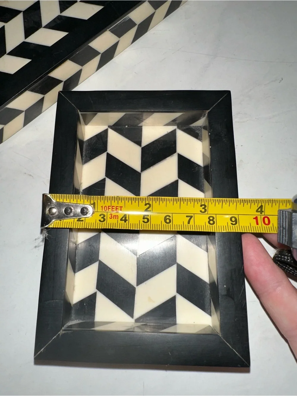 Black and White Geometric Inlay Decorative Trays - Set of 2